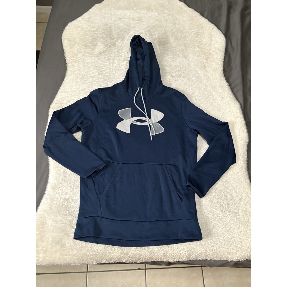 Under Armour Mens Coldgear Small‎ Blue Hoodie Loose Sweater Big Logo